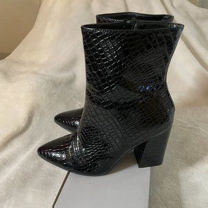 Black Boot with Croc Detail